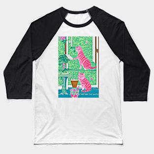 The adventures of pink, stripy cat Baseball T-Shirt